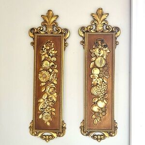 Vintage Syroco Gold Brown Wall Plaques